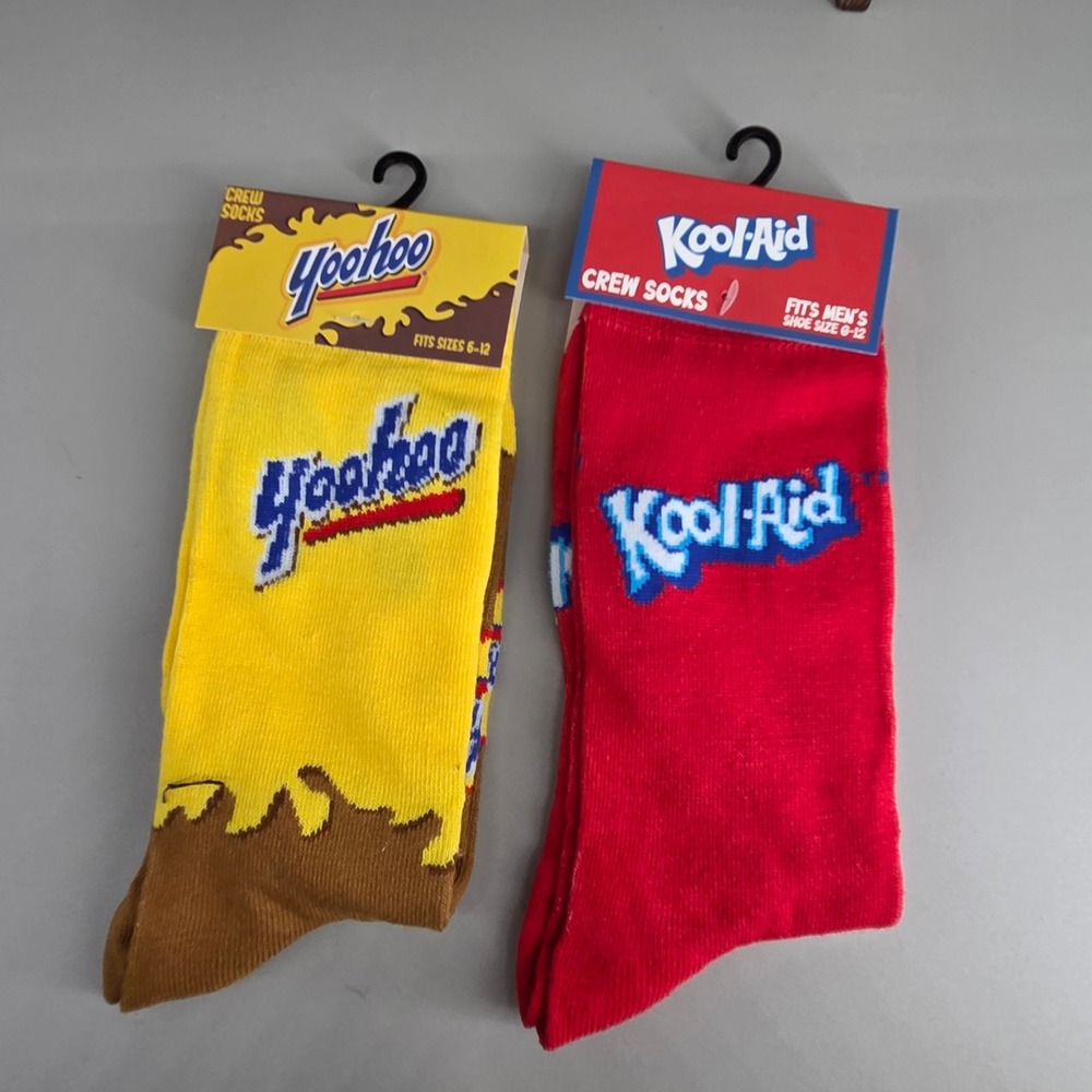 Odd Sox Yoo-hoo Kool-Aid Crew Socks Mens 6-12 Novelty Food Snack Retro Bundle
